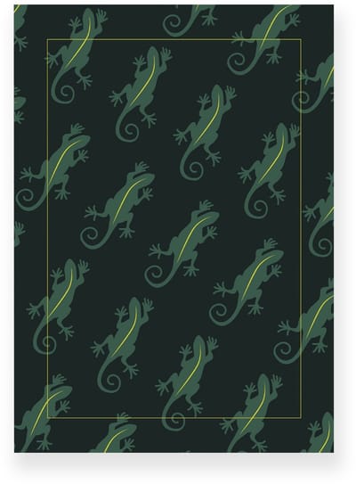 Poster 20x30 cm - Gekko Patroon - Donkergroen - Geel - Tropisch - Dieren - Muurdecoratie - Wanddecoratie