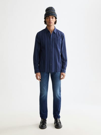 Scotch & Soda Textured Stripe Shirt Sky Captain Stripes Maat: XXL | Casual Overhemden Outlet | Heren | Blauw