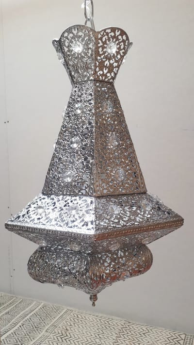 LM-Collection Bling Hanglamp - Ø28x40cm - E14 - glimmend Zilver - Metaal/Glas - hanglampen eetkamer, hanglamp zwart, hanglampen woonkamer, hanglamp slaapkamer, hanglamp kinderkamer, hanglamp rotan, hanglamp hout, hanglamp industrieel