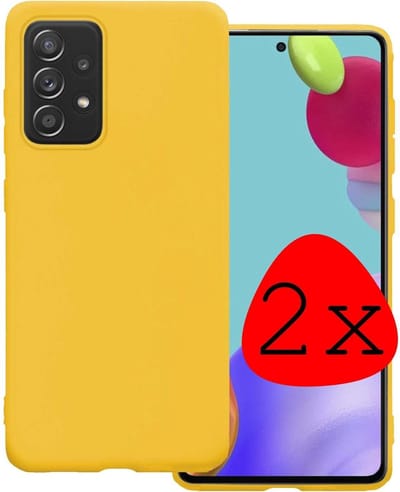Hoesje 2 Stuks - Geschikt voor Samsung Galaxy A52 - Sterk & Shockproof - Case Siliconen - Back Cover - Telefoon Hoes - Geel