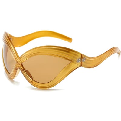 Modieuze Y2K Vintage Luxe Designer Oversized Streep Kattenoog Zonnebril dames Voor Mannen Trendy Punk Groot Frame Toekomstige Zonnebrillen