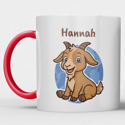 kindermok/kinderbeker | gepersonaliseerd met naam | met geit | rood | Schattige illustraties