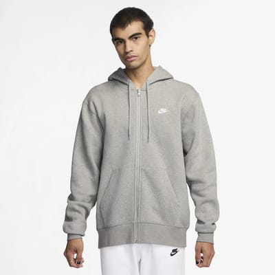 Nike club full-zip hoodie in de kleur grijs.