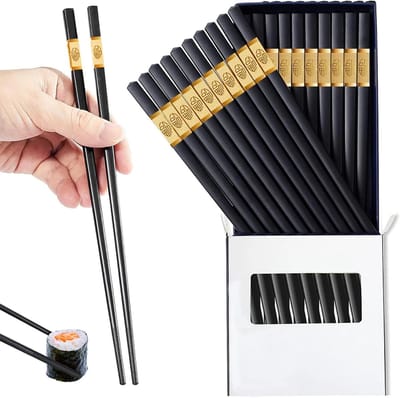 Set van 10 Herbruikbare Fiberglas Eetstokjes van 24 cm - Ideaal voor Sushi, Asian Cuisine en Thuisgebruik, Antislip Ontwerp, Vaatwasserbestendig