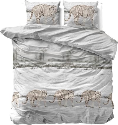 Dreamhouse Flanel Winter Tiger - Dekbedovertrekset - Lits-Jumeaux - 240x200/220 + 2 kussenslopen 60x70 - Wit