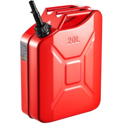 VEVOR brandstofkan, 20 liter, benzinekan met schenktuit en comfortabele handgreep, debiet van 6 l/min, lekvrije en corrosiebestendige metalen benzinetank voor auto's, motoren, ATV's en UTV's, rood
