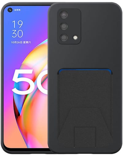 Geschikt voor Oppo A93 5G Telefoonhoesje met Verstelbare Leren Pasjeshouder - Flexible Back Cover Case Siliconen TPU with Adjustable Leather Cardslot - Zwart - Smartphonica geschikt voor Oppo A93 5G
