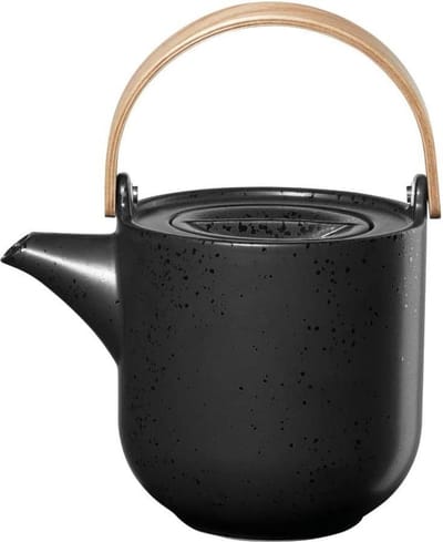 ASA Kuro Theepot met houten handvat Porselein Zwart