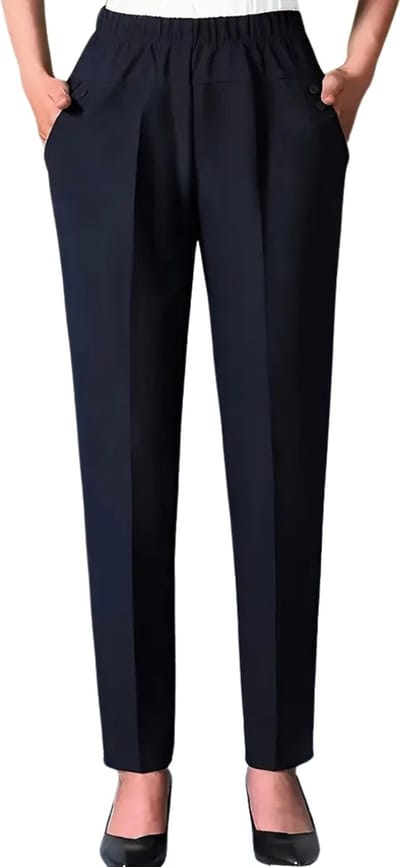 Livano Pantalon Dames - Chino - Golfbroek - Nette Broek - Met Elastische Tailleband - Volwassenen - Marineblauw - S