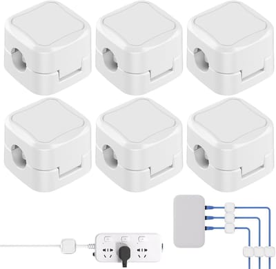 Dailygoods - Set van 6 Zelfklevende Kabelhouders voor Bureau en Auto