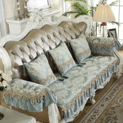 Antiek Jacquard Chenille 3-zits Bankhoes 2/4 Zits Kant Sofa Hoeslaken Antislip Fauteuil Handdoek Europees voor Woonkamer Seat cover-90x120cm