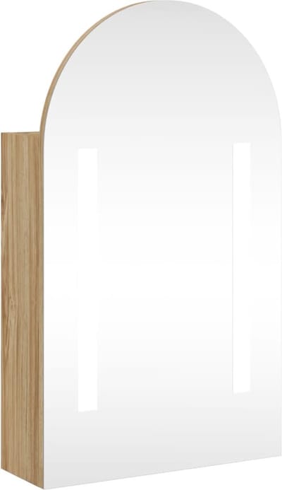 vidaXL - Badkamerkast - met - spiegel - en - LED - gebogen - 42x13x70 - cm - eikenkleur