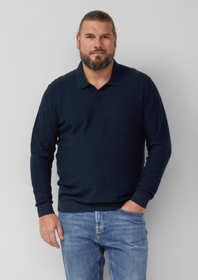 s.Oliver - male - Gebreide polo van katoen met vlamgarenstructuur