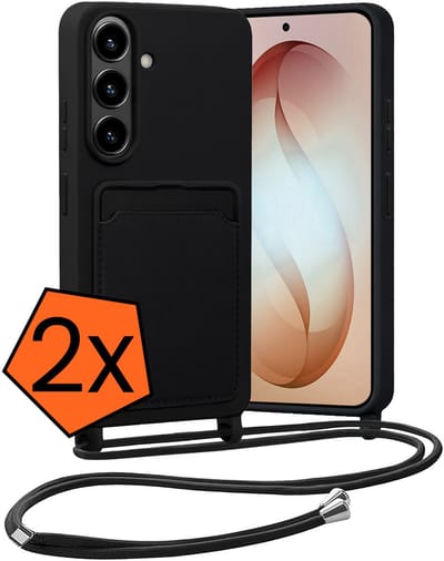 Hoesje Geschikt voor Samsung S26 Hoes Met Telefoonketting - Backcover Geschikt voor Samsung Galaxy S26 Case Met Koord - Zwart - 2 PACK
