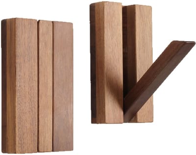 KZQ Opvouwbare Wandhaken 2 Stuks Houten Kapstok Minimalistisch Voor Hoeden Tassen En Handdoeken
