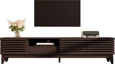 TV-Meubel- 170 x 35 x 40 cm - TV-Standaard, 1 Lade & 3 Deuren, Vintage Houtkleur - Uniek Ontwerp - MDF - Houtkleur