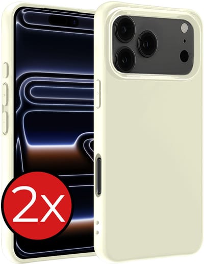 Hoesje - 2 Stuks - Geschikt voor iPhone 17 Pro / 18 Pro - Sterk & Shockproof - Telefoonhoes - Back Cover - Case Siliconen - Telefoon Hoes - Wit