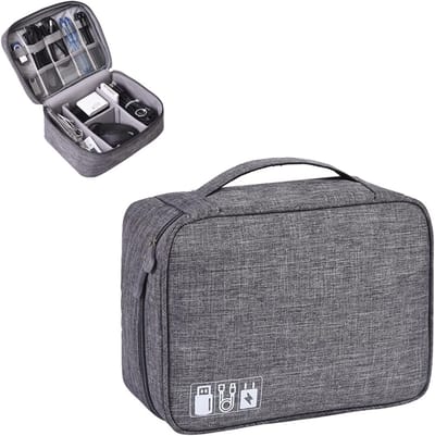 Multifunctionele Kabel Organizer voor Elektronische Accessoires - Reisopbergcase voor Oplaadkabels, Camera's en Elektronica (Grijs)