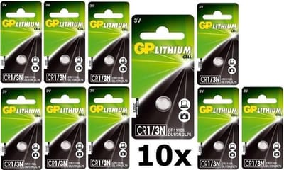 10 Stuks - GP CR 1/3 N 6131 170mAh 3V knoopcelbatterij