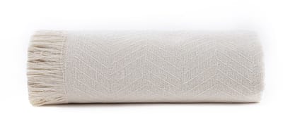 Unyqoos ® Veelzijdige Crèmekleurige Deken met Visgraatpatroon voor Bed en Bank, 125 x 180 cm