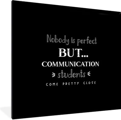 Fotolijst incl. Poster - Studie - Communicatie - Student - Onderwijs - Spreuken - 40x40 cm - Posterlijst