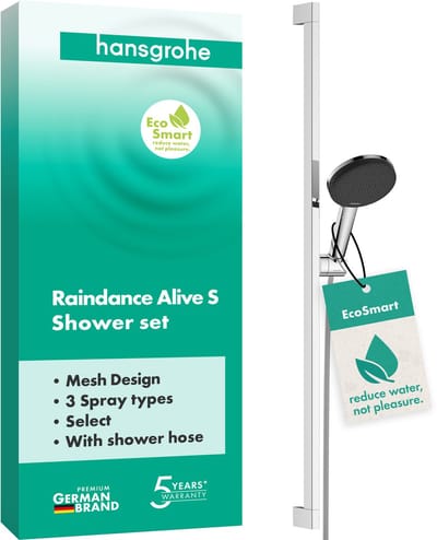 Hansgrohe Raindance Alive Select S - Set van douchekop, douchestang en doucheslang, 3 jets, EcoSmart, chroom 24601000