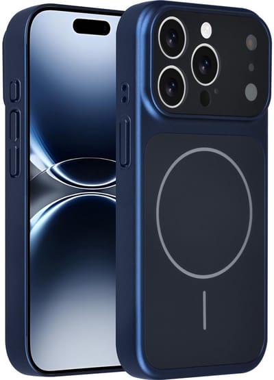 AG Matte Glass iPhone 15 Pro Backcover hoesje - Magsafe full protection cover - Blauw