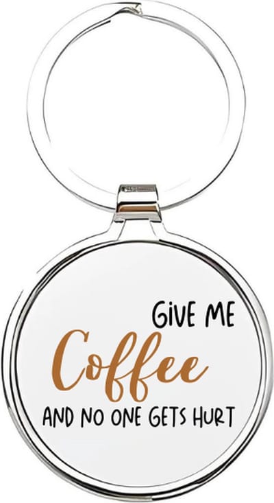 Akyol - give me coffee and no one gets hurt Sleutelhanger - Koffie - koffie liefhebbers - koffie - koffiedrinkers - slapen - schattige sleutelhanger - slaapkop - sleutelhangers voor koffiedrinkers - 4 x 7,5 CM