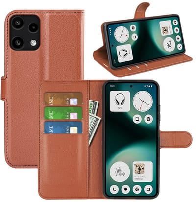 MobyDefend Hoesje - Geschikt voor Nothing Phone (3a) Lite - Kunstleren Wallet Book Case (Sluiting Voorkant) - Bruin
