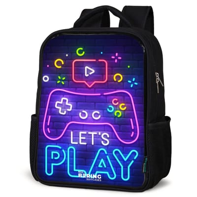 NoBoringSuitcases.com® - Rugzak zwart - Schooltas jongen & meisje - Neoncontroller tegen een bakstenen muur - Rugtas voor school - Boekentas kind - Schoolrugzak - Kinderrugzak