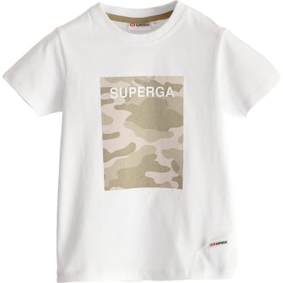 Superga Kinder/Kids Camo Logo T-shirt met kapmouw (Wit)