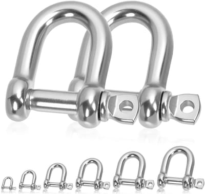 2 Stuks M12 RVS D-Vormige Shackle, Zware D-Vormige Anker Shackle voor Schepen, Huishoudens en Vrachtvervoer, Ideaal voor Landtransport en Beveiliging