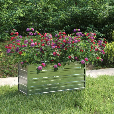 vidaXL - Plantenbak - verhoogd - 100x40x45 - cm - gegalvaniseerd - staal - zilver
