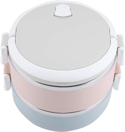 Lunchbox, 1400 ml 2-laags stapelbaar roestvrijstalen thermisch compartiment lunchbox draagbare lekvrije bentobox, thermische voedselcontainer voor studenten, kinderen, werk, picknick, reizen, kamperen