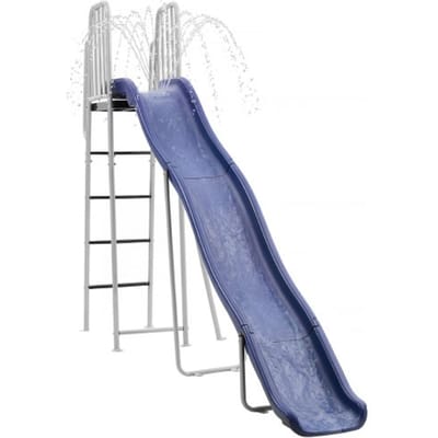 VEVOR Vrijstaande waterglijbaan 305 cm Tuinglijbaan voor kinderen, zwembadglijbaan met geïntegreerde, verstelbare sproeier en klimladder, kinderglijbaan gemaakt van metaal en kunststof, draagvermogen 54,4 kg