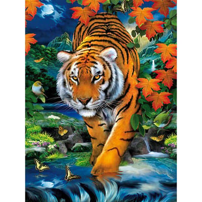 Diamant schilderij tijger bos boom diamant borduurwerk volledige ronde boor kruissteek 20X30CM orange