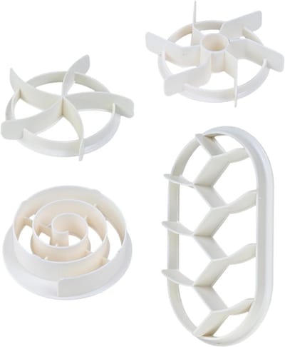 Set van 4 Roll Stempels en Koekjesuitsteekvormen, Creatieve DIY Bakaccessoires voor Taart, Koekjes en Brood Maken, Wit