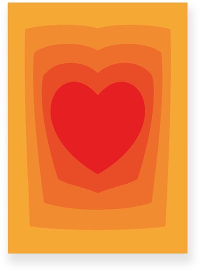 Poster 20x30 cm - Abstracte Kleurovergang - Hart - Geel - Oranje - Vintage - Op-Art - Muurdecoratie - Wanddecoratie
