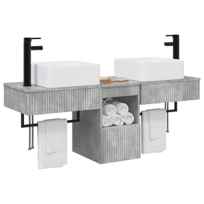 vidaXL - Badkamerkast - set - 3 - st - Betongrijs - 136 - x - 35 - x - 80 - cm - Bewerkt - hout