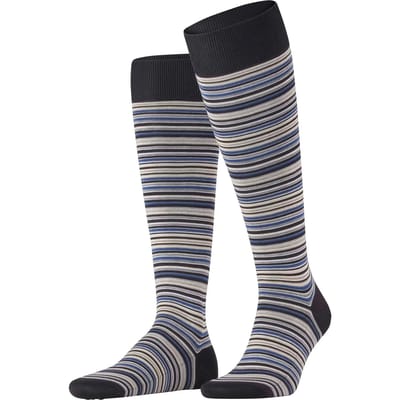 FALKE Microblock fijn elegant heldere kleuren katoen kniekousen heren zwart - maat 41-42