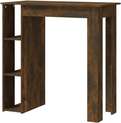 Bartafel met Plank - Hoge Tafel Bistro - Drankjes Genieten - Drie Opbergvakken - 102x50x103.5 cm - Gerookt Eiken