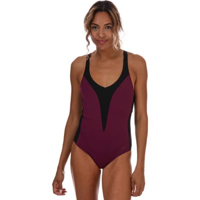 Speedo Sculpture OpalLux zwempak voor dames in paars en zwart