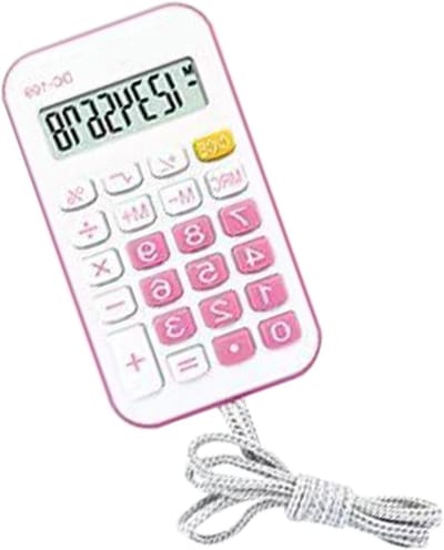 Mini Zakrekenmachine - Draagbare Calculator - Dagelijkse Berekeningen - Met Modetouw - 12 x 6 x 2 cm - Roze