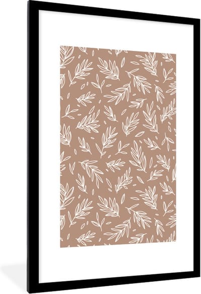 Fotolijst incl. Poster - Patroon - Takken - Bladeren - 80x120 cm - Posterlijst
