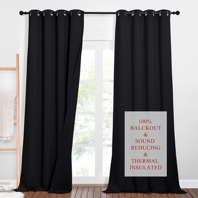 Dailygoods- Gordijnen 100% verduisterend - Drielaags geluidsisolatie - Set van 2 - H 260 x B 132 cm - Verduisteringsgordijn met ringen - Thermische voering