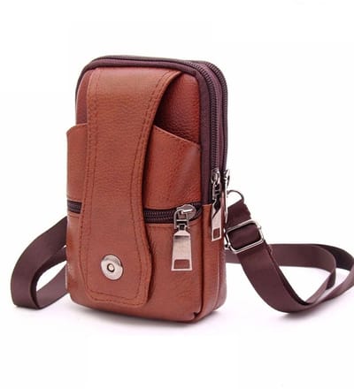 WiseGoods Premium Leren Schoudertas Heren - Telefoontas - Crossbody Sling Bag - Riem Tas - Tassen - Tasje - Schoudertassen Bruin