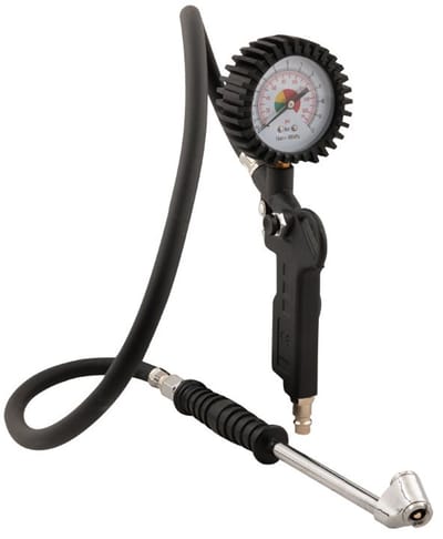 Bandenpomp 75 cm slang, manometer en pompstok - TOPGEAR