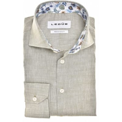 Ledûb Overhemd Faux-Uni Cotton Linnen Licht Groen / male