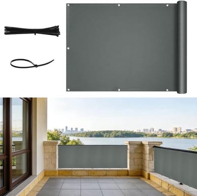 Balkonafscherming 90 x 300 cm - Opaque met oogjes - UV-bescherming - Ideaal voor privacy - ShopVlot