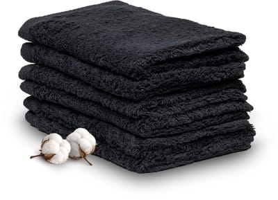 Miss Towels Hotelkwaliteit Gastendoekje Set - Zwart - 6 stuks - Gastendoekjes - 100% katoen - 30x50cm - 550 gr/m2 - Made in Portugal